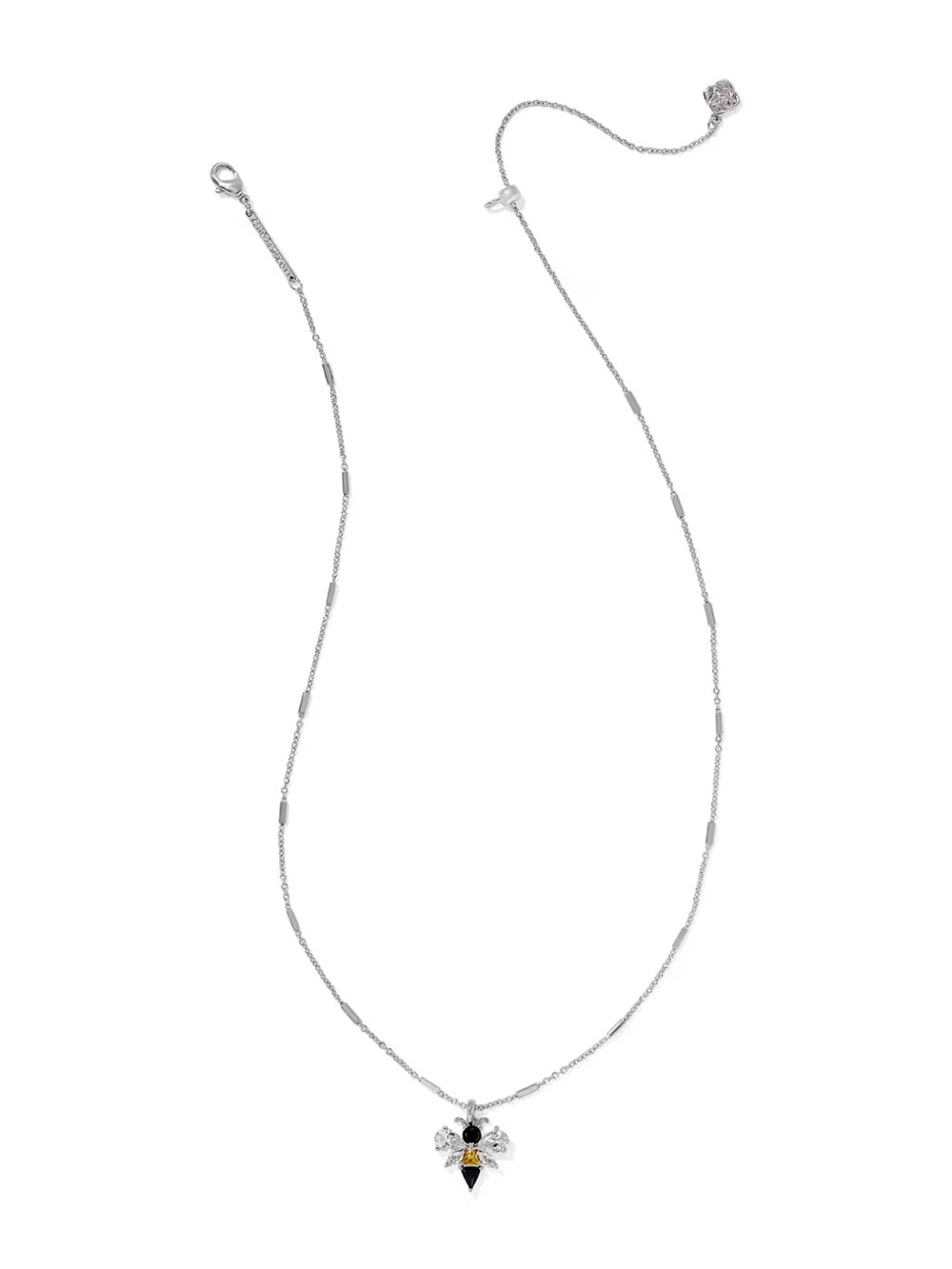 Kendra Scott Silver Floral Pendant Necklace with Black and Yellow Stones - Picture 5 of 5